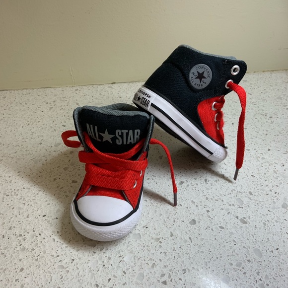 red and black toddler converse
